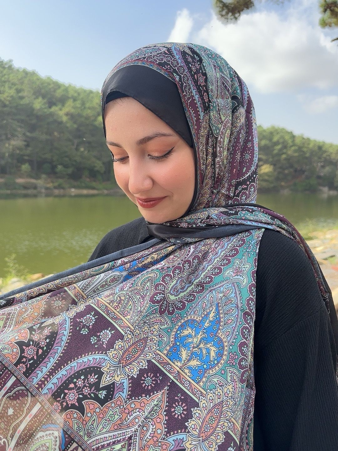 Hint İpeği Etro Desen - Hint İpeği Etro Desen Mürdüm