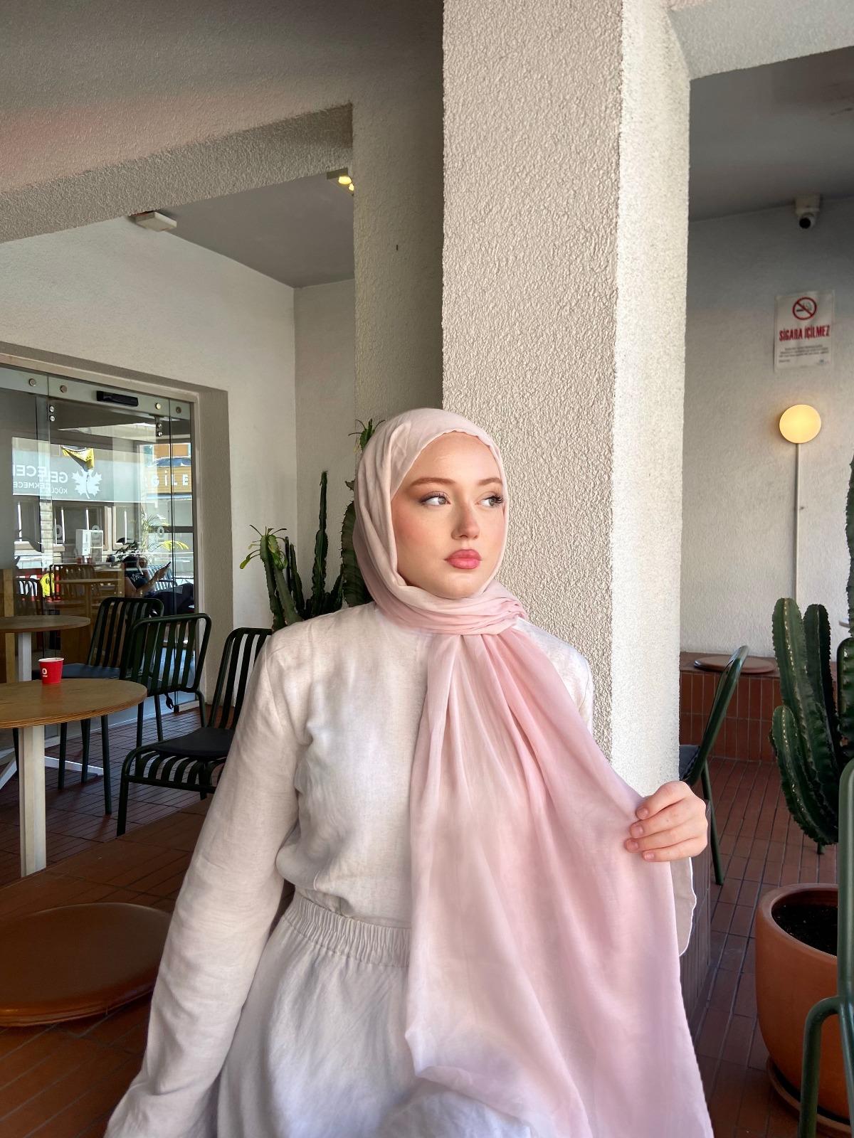 Degrade Pamuk Şal - Degrade Pamuk Şal Toz Pembe