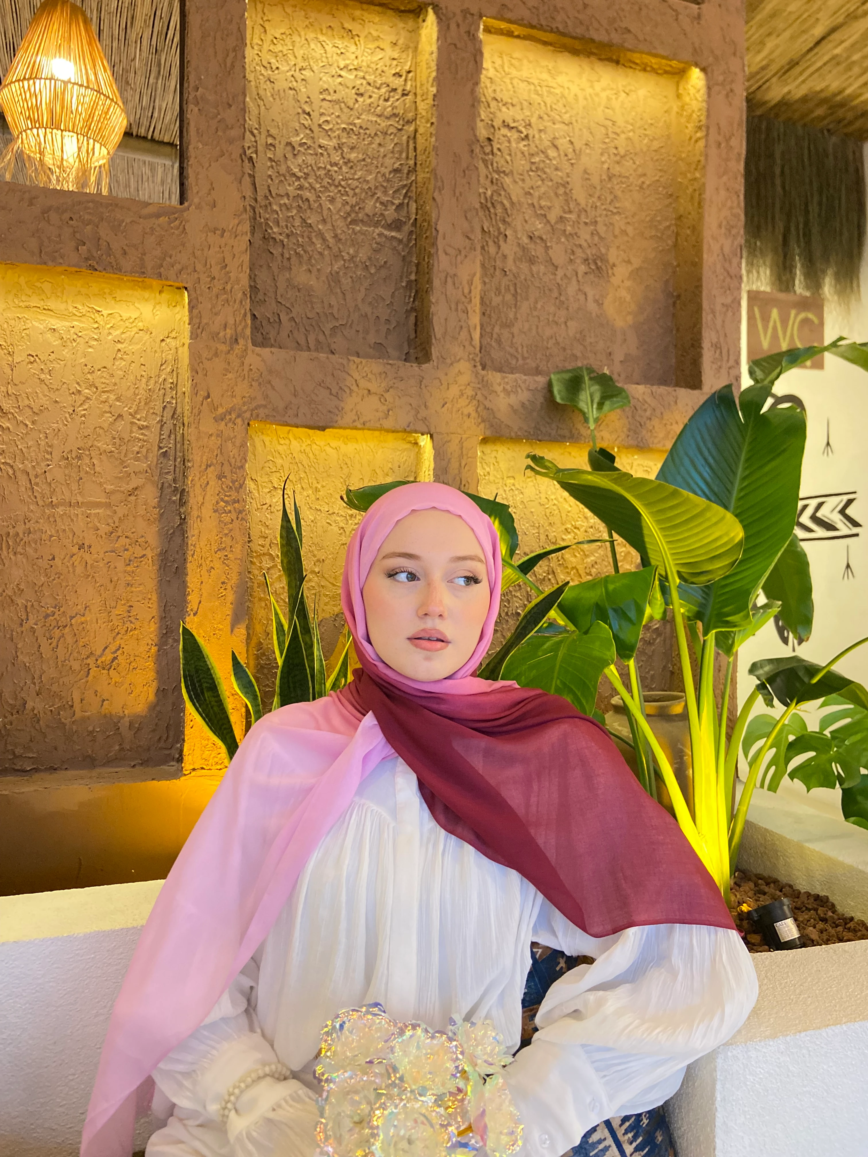 Degrade Pamuk Şal - Degrade Pamuk Şal Seher Pembesi