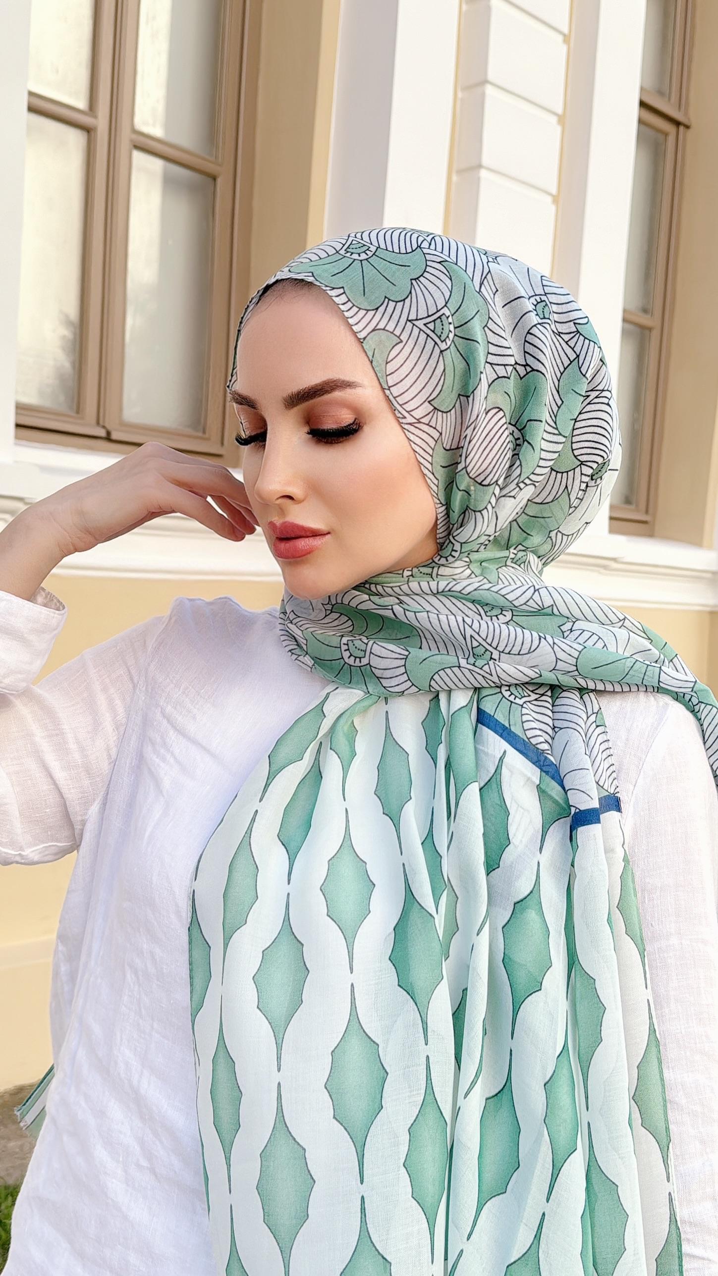 Desenli Şal Serisi - Su Yolu Desen Yeşil