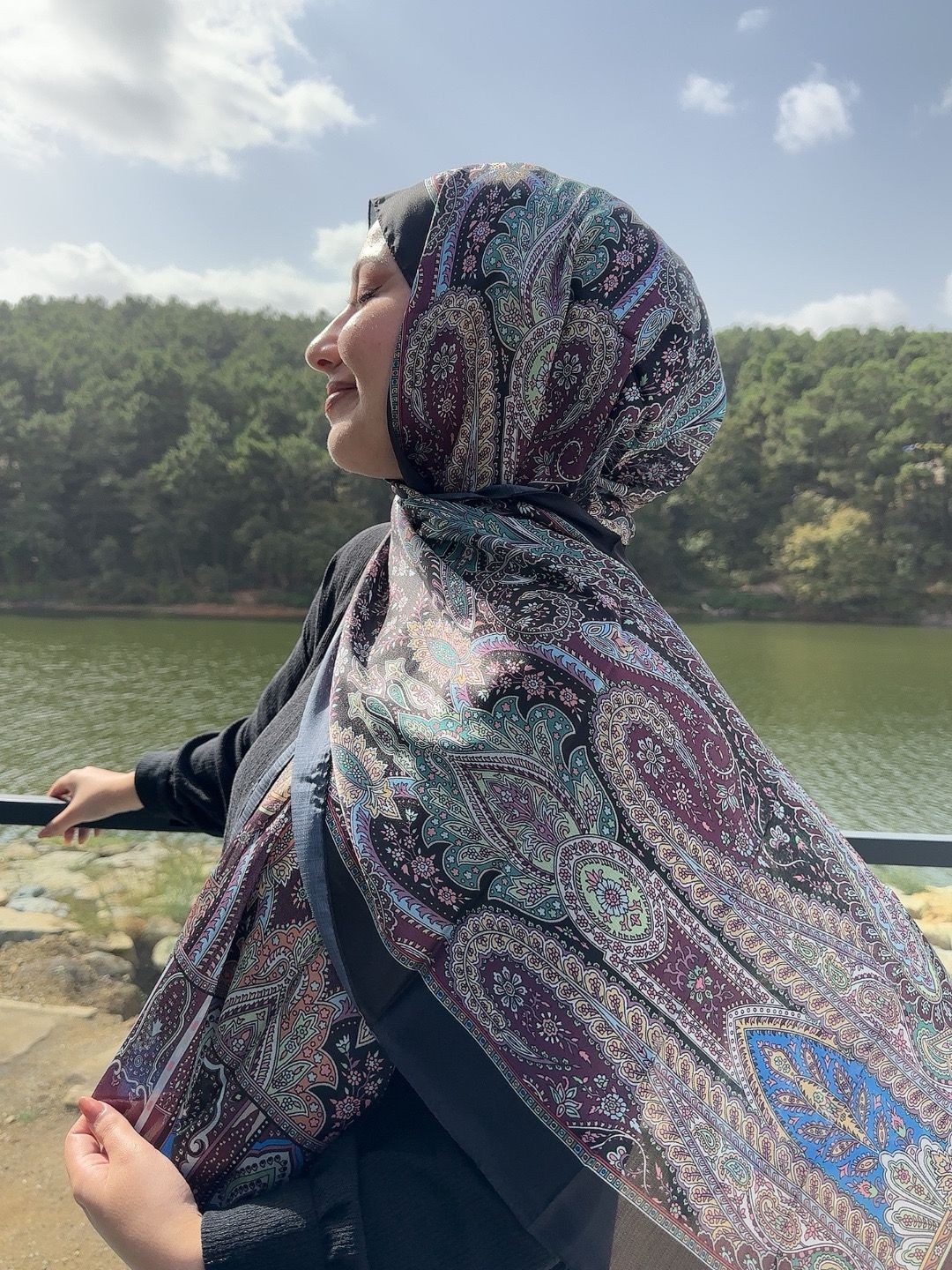 Hint İpeği Etro Desen Mürdüm