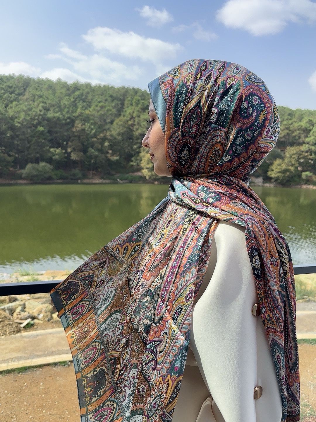 Hint İpeği Etro Desen Küf Yeşili