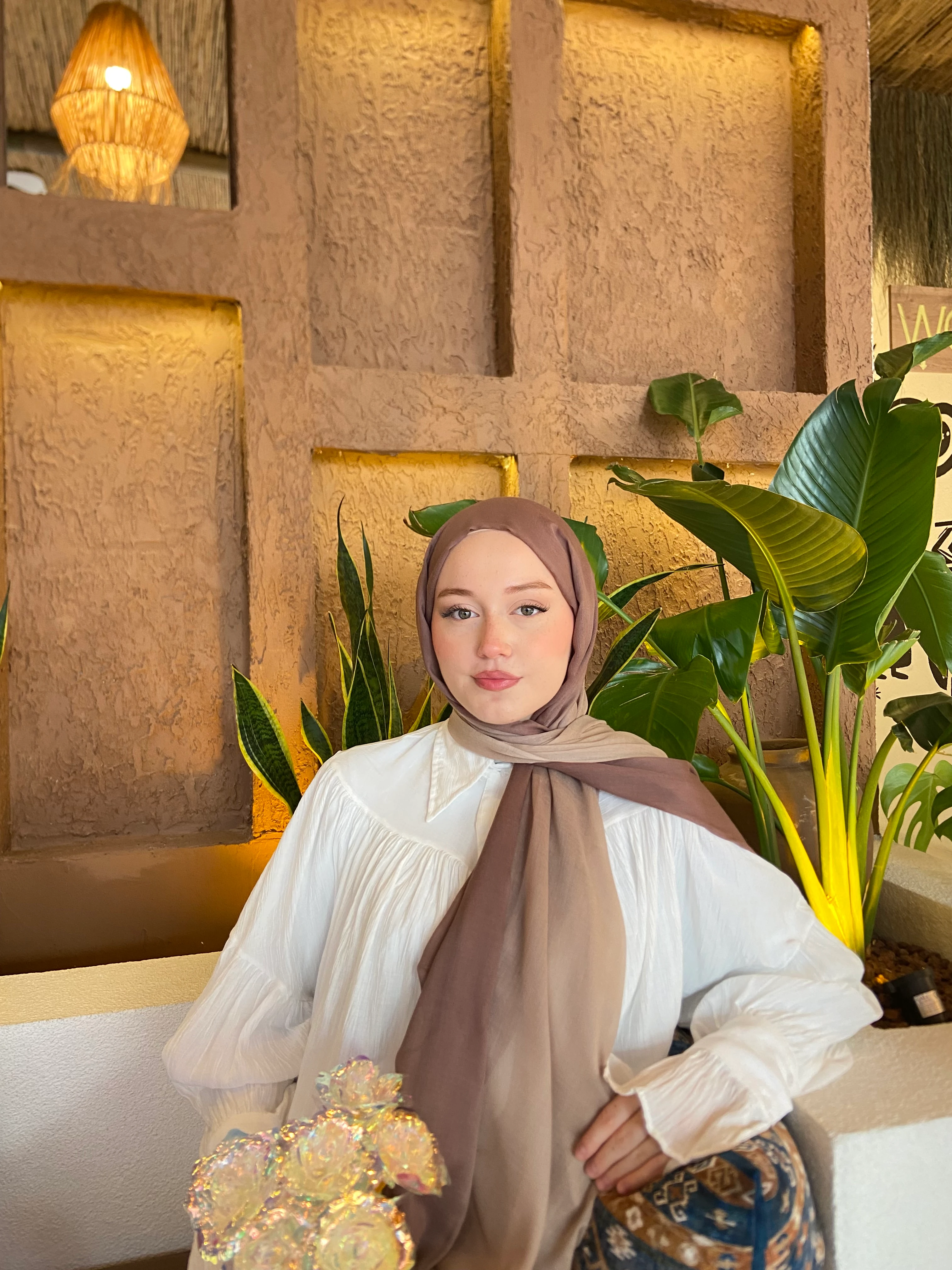 Degrade Pamuk Şal - Degrade Pamuk Şal Badem Kreması