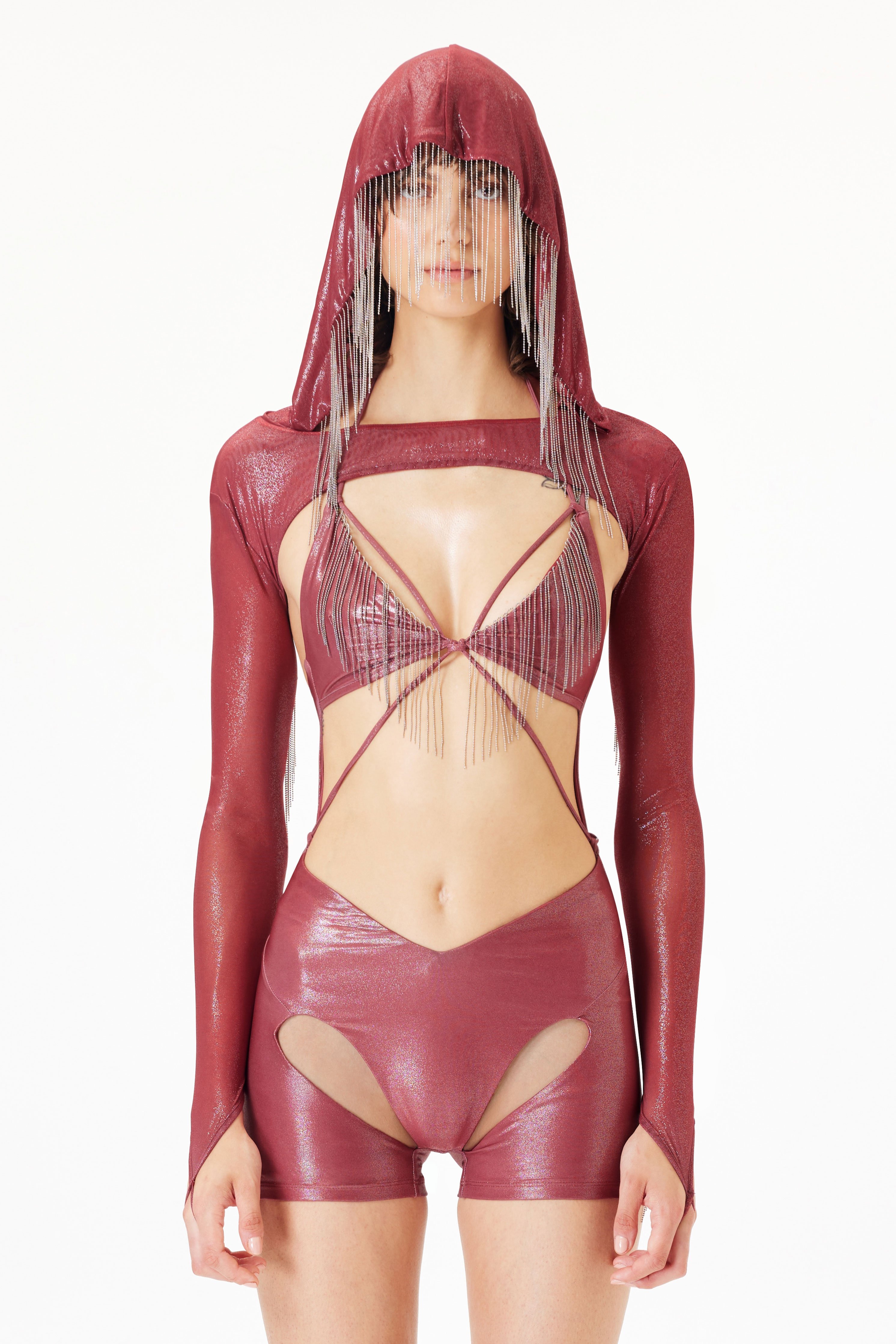 Selene Playsuit - Metalik Bordo