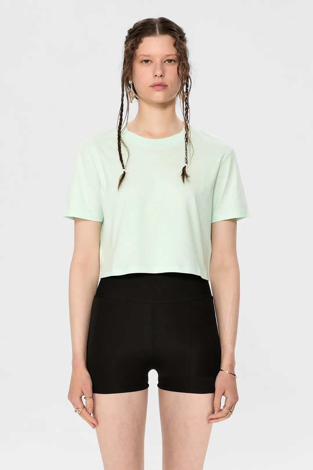 Boyfriend Crop Tişört Mint