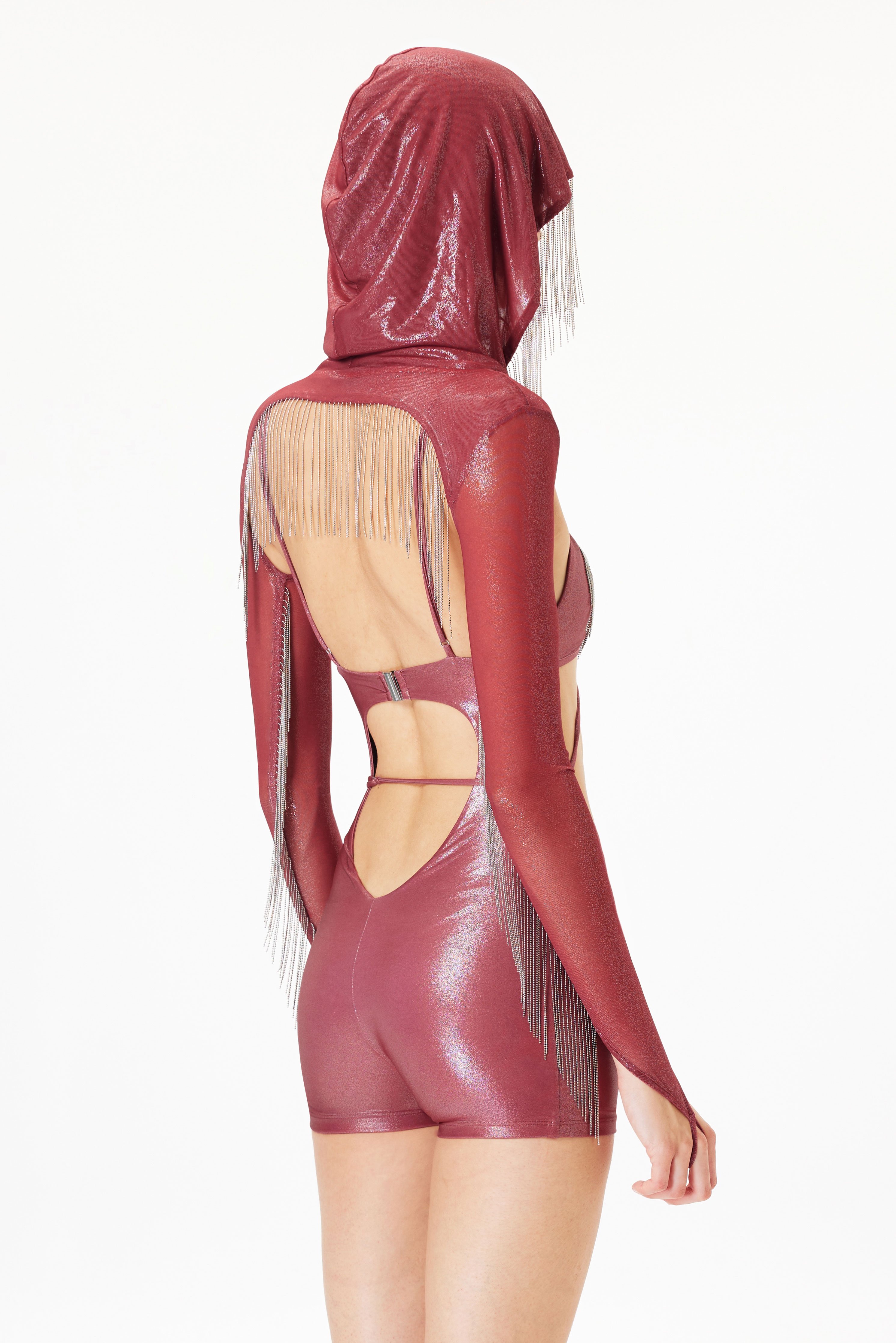 Selene Playsuit - Metalik Bordo