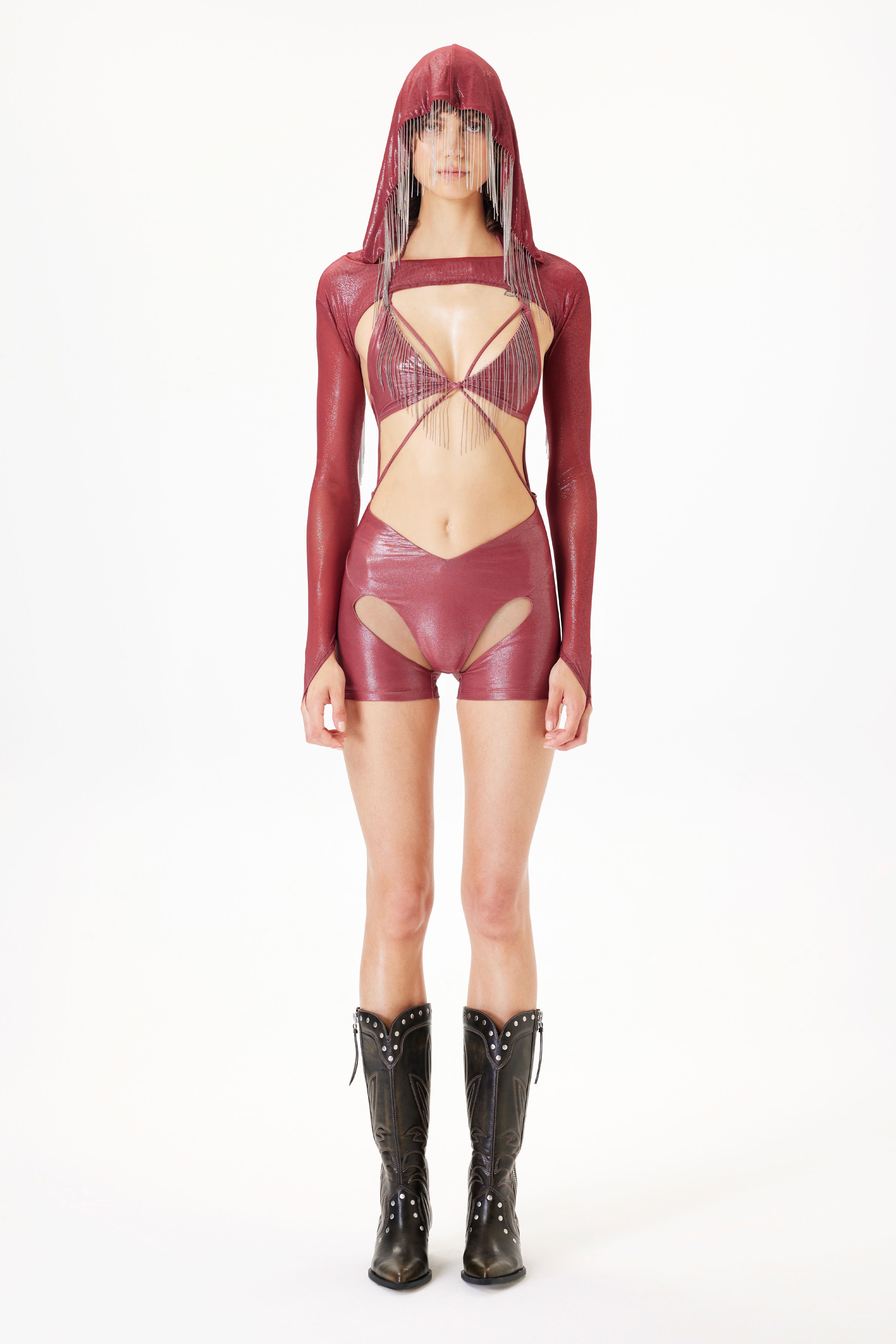 Selene Playsuit - Metalik Bordo