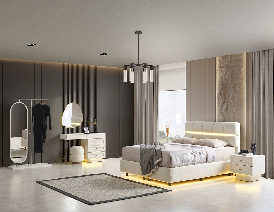 Liva Krem Yatak Odası