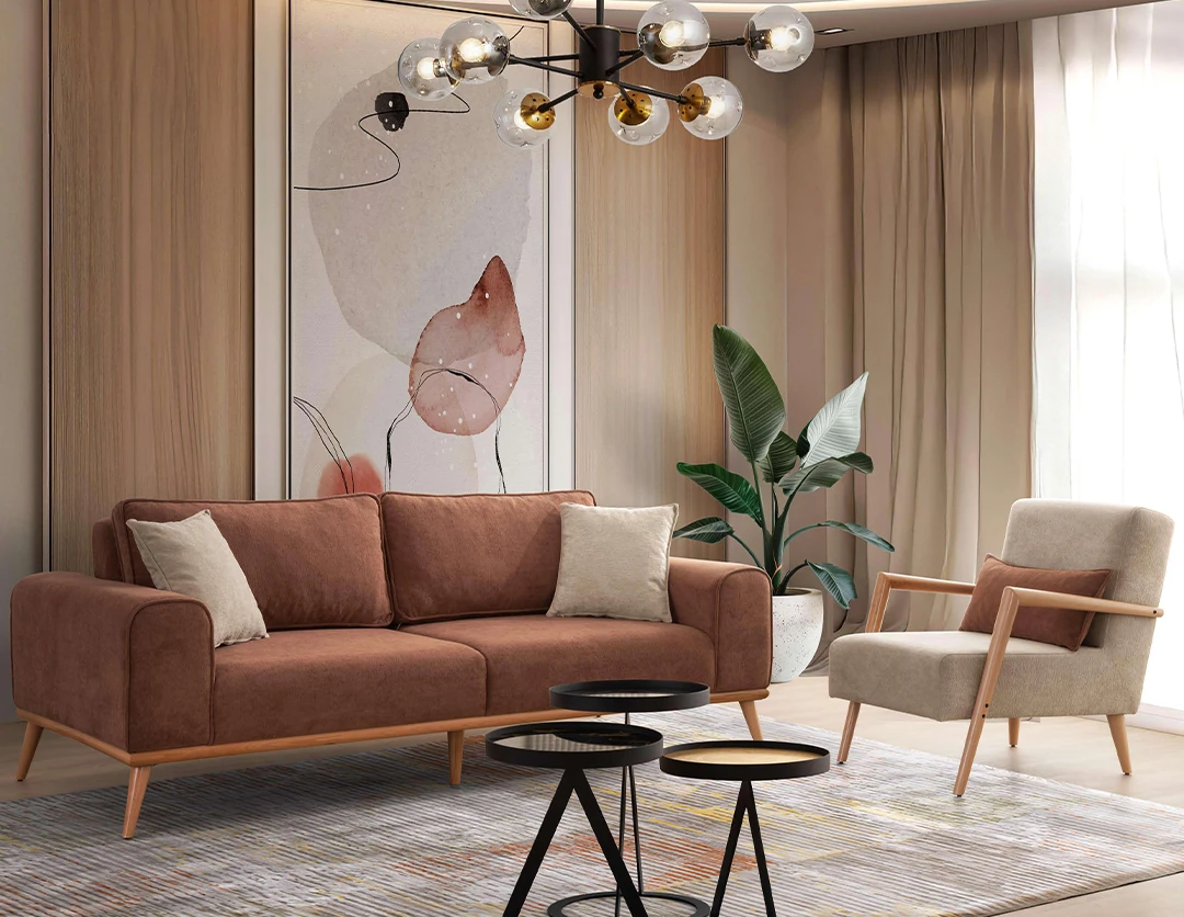 Molde Sütlü Kahve Üçlü Kanepe