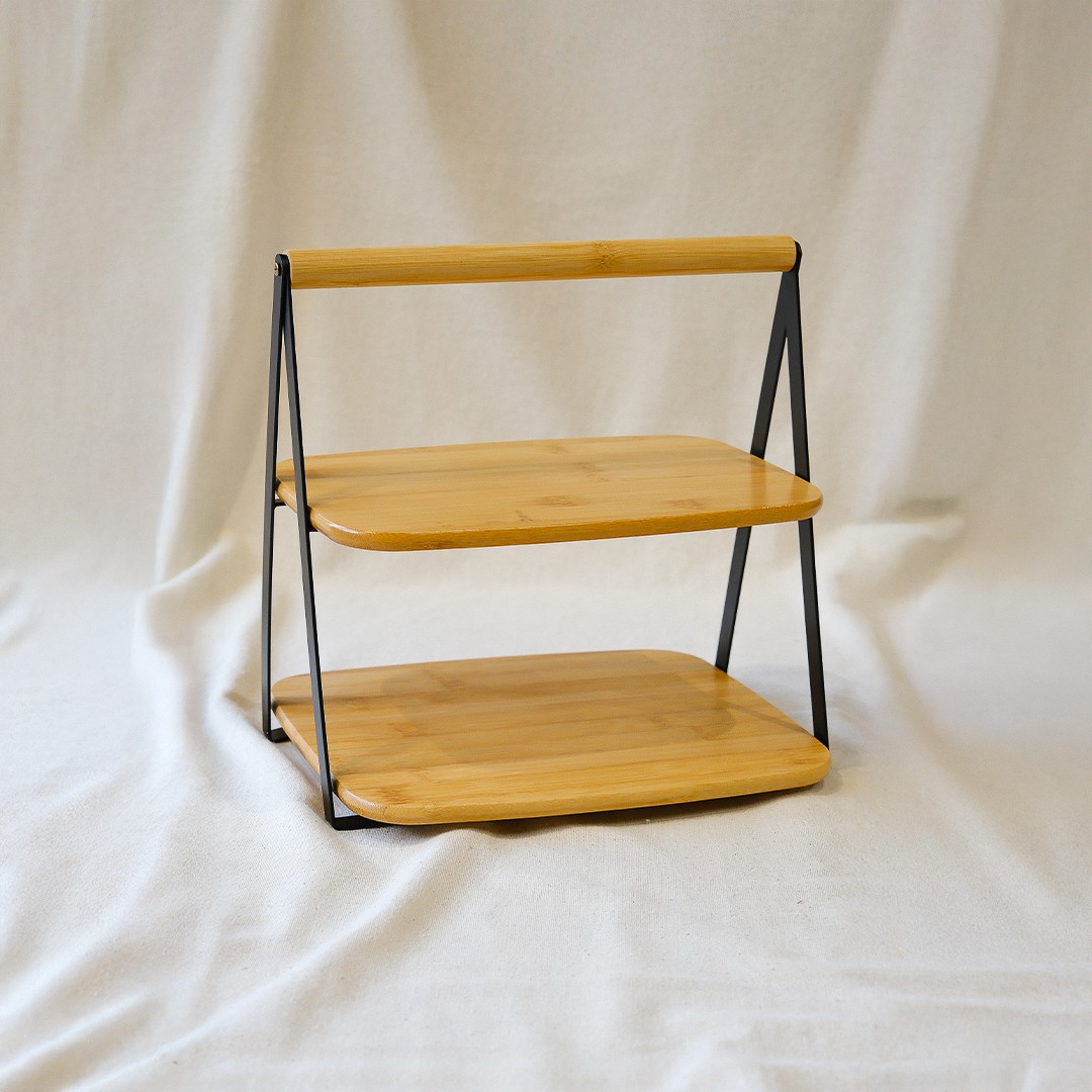 Bell Bambu 2 Katlı Kulplu Stand / Sunumluk/ Servis