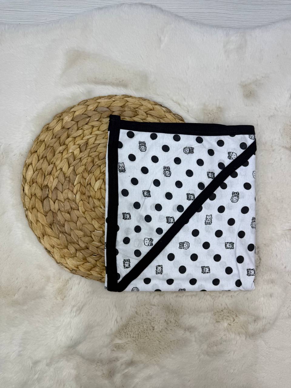 80x90 cm Penye Benekli Tek Kat Battaniye Kundak  - SİYAH