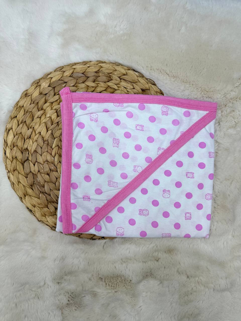 80x90 cm Penye Benekli Tek Kat Battaniye Kundak  - PEMBE