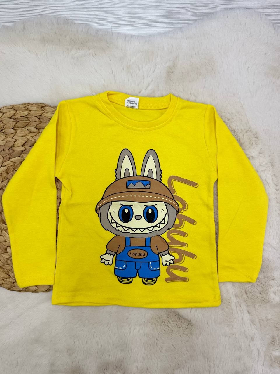 5-10 Yaş Labubu Baskılı Erkek Sweatshirt - SARI