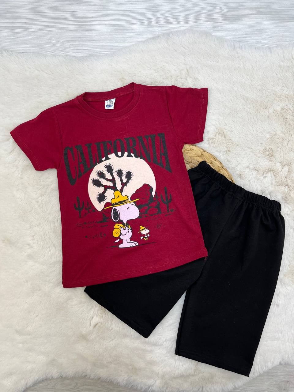 4-8 Yaş California Snopy Desenli Penye Takım - BORDO