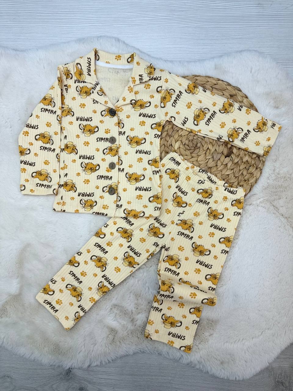 2-10 Yaş Fitilli Baskılı Erkek Pijama Takımı  - SARI