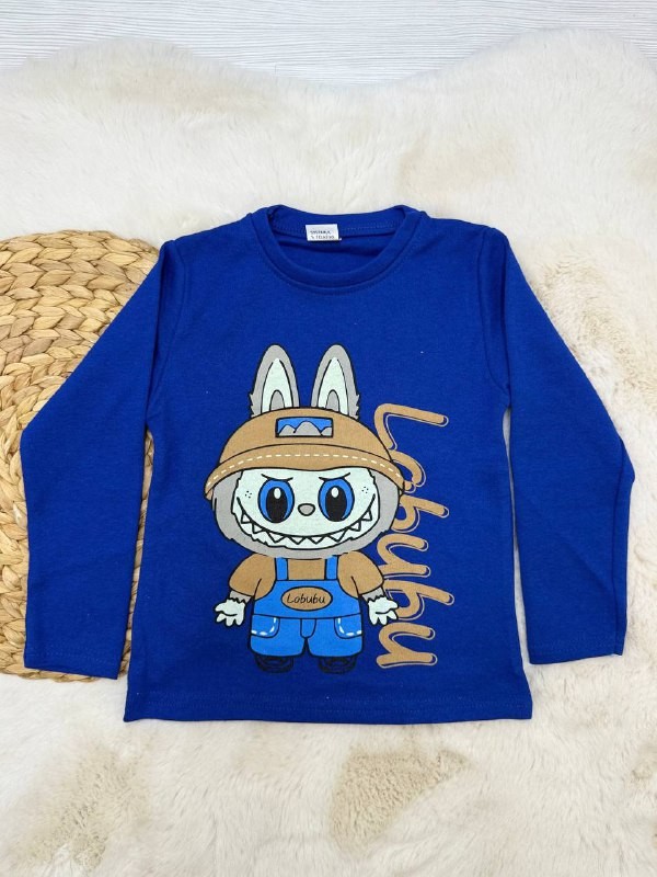 5-10 Yaş Labubu Baskılı Erkek Sweatshirt - SAX