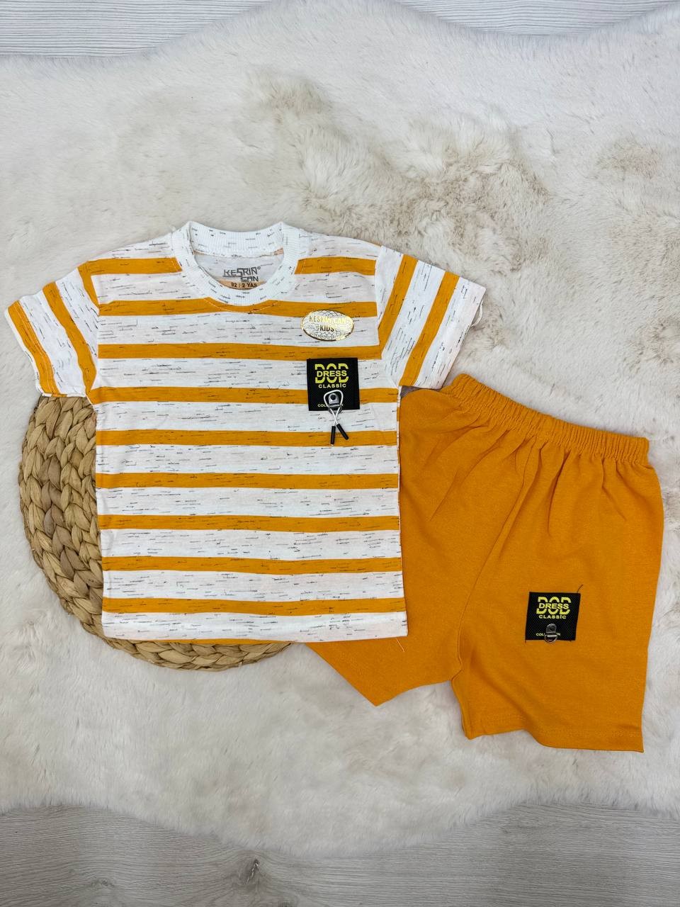 2-5 Yaş Dres Çizgili Penye Takım - SARI