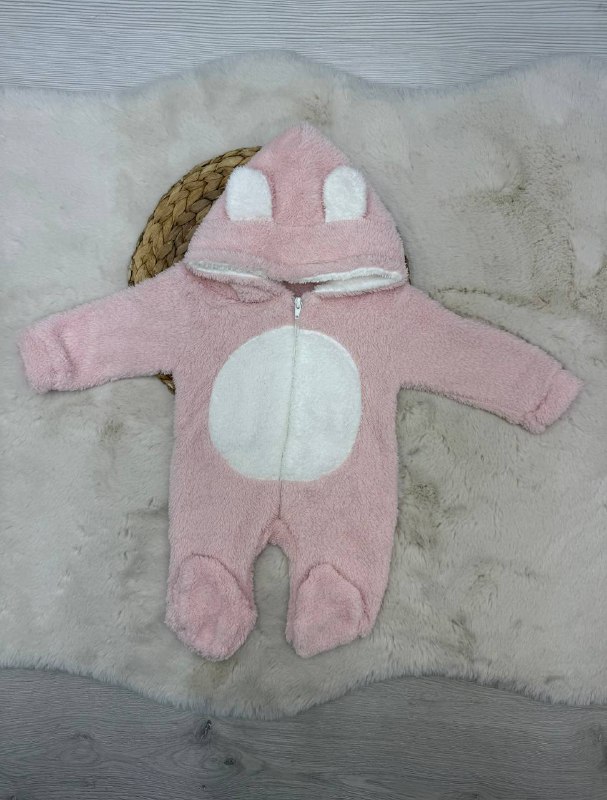 0-12 Ay Ayı Kulaklı Welsof Tulum - PEMBE