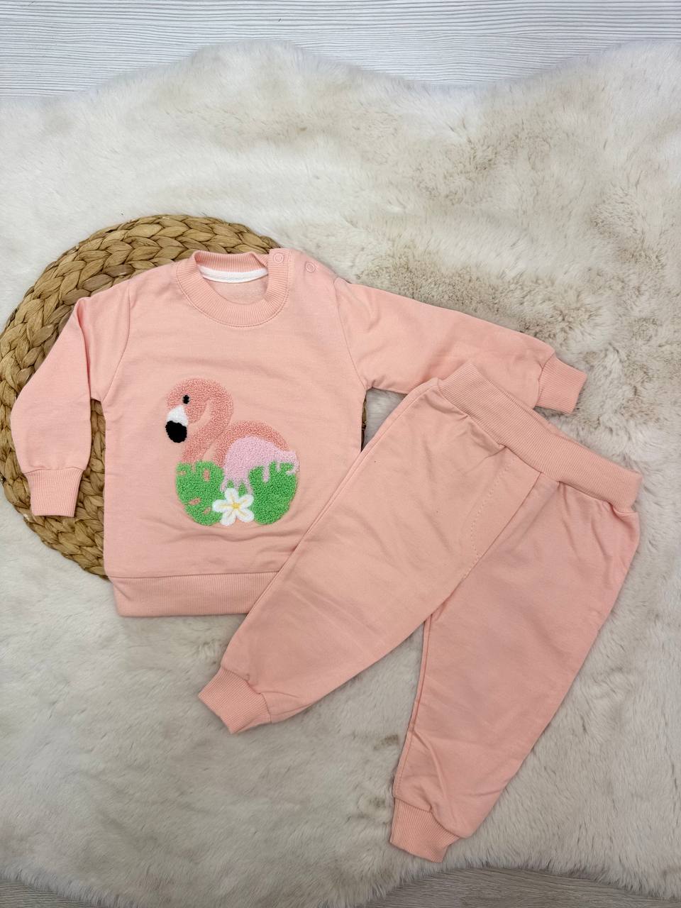 6-24 Ay Flamingo Nakışlı Kız Takım - SOMON