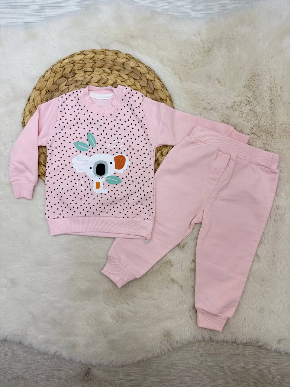 6-24 Ay Koala Baskılı Kız Takım - PEMBE