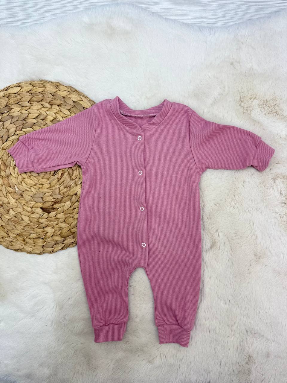 3-12 Ay Fitilli Uzun Kol Tulum - PEMBE