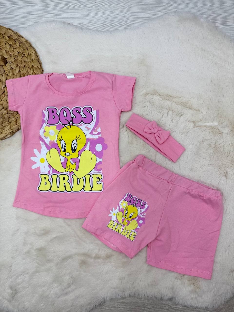 2-10 Yaş Twetty Baskılı Bandanalı Takım - PEMBE