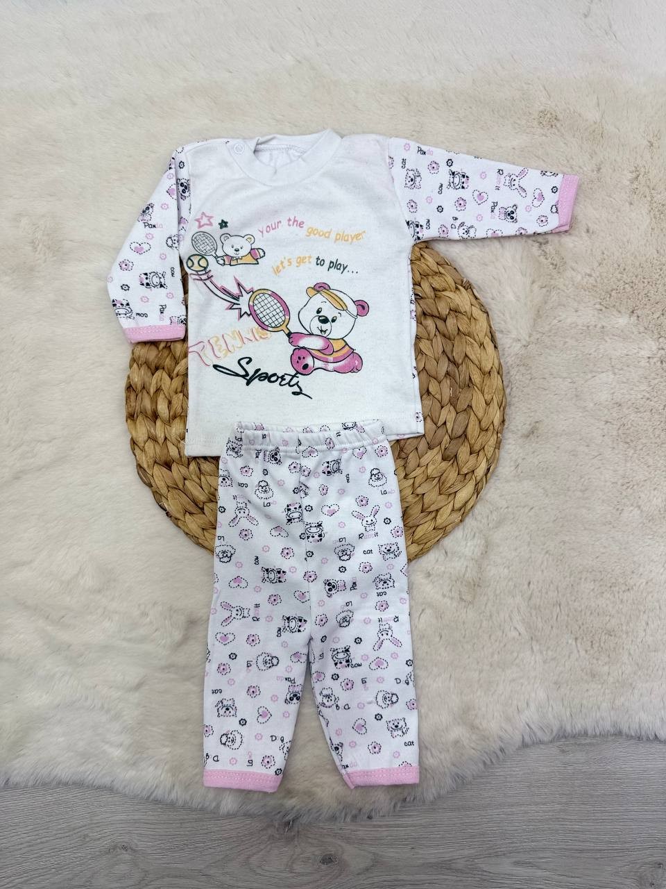 0-3 Ay Roket Ayı Baskılı Takım - PEMBE