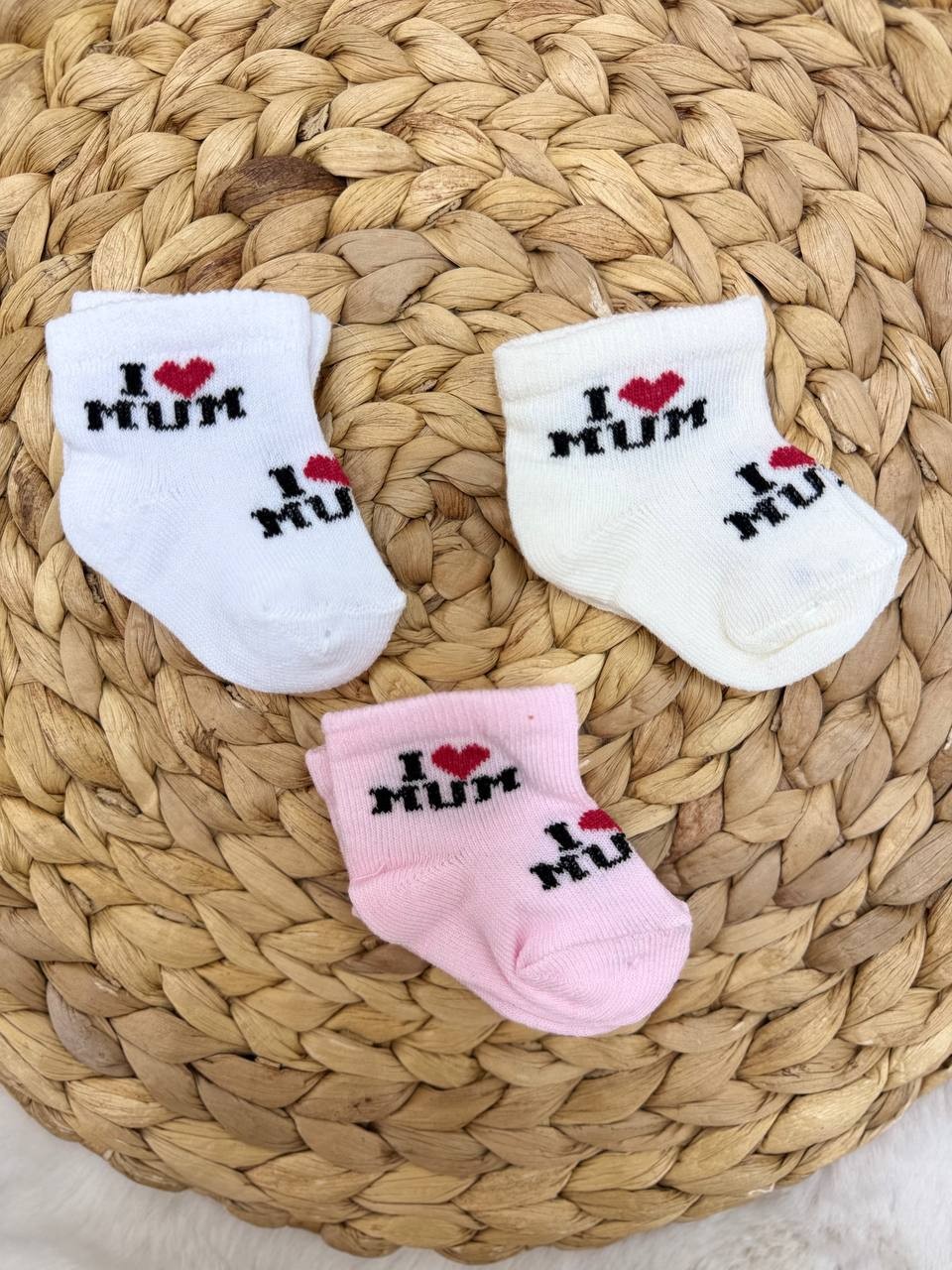 0-6 Ay Bebek 3'lü Çorap - I LOVE MUM