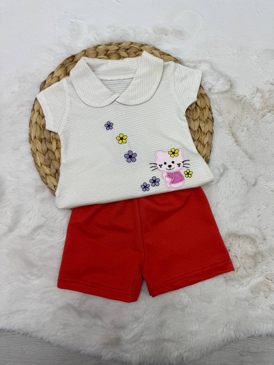 6-12 Ay Hello Kitty Nakışlı Takım - KIRMIZI