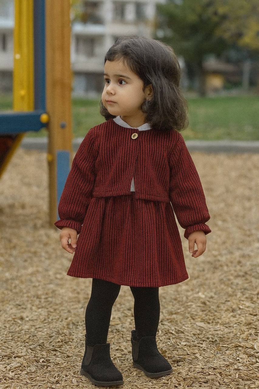 6-12 Ay 3 Lü Etekli Fitilli Takım - BORDO