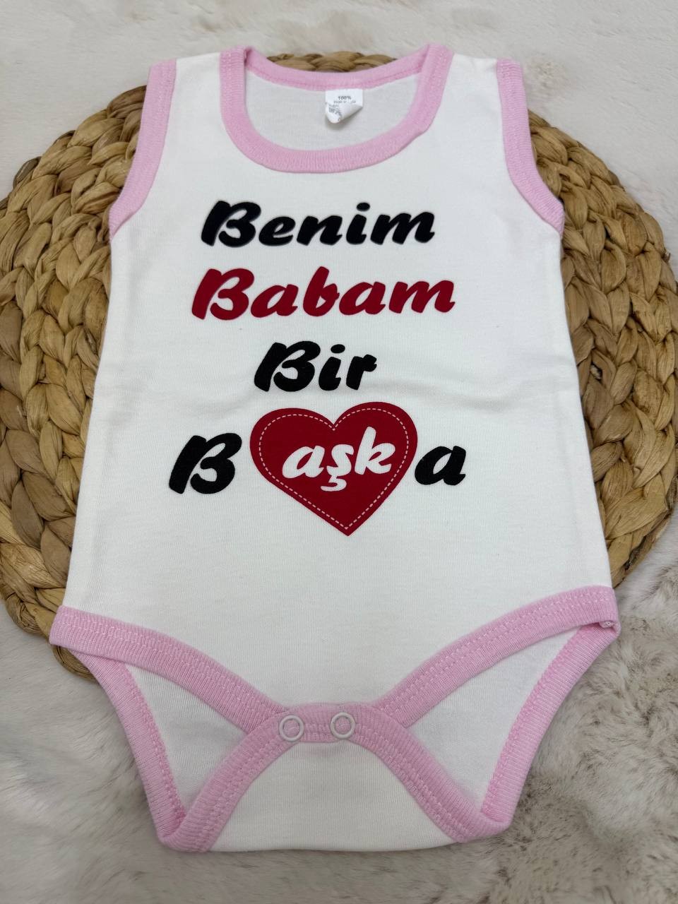 3 Ay-3 Yaş Penye Askılı Yazılı Çıtçıtlı Body - SOMON
