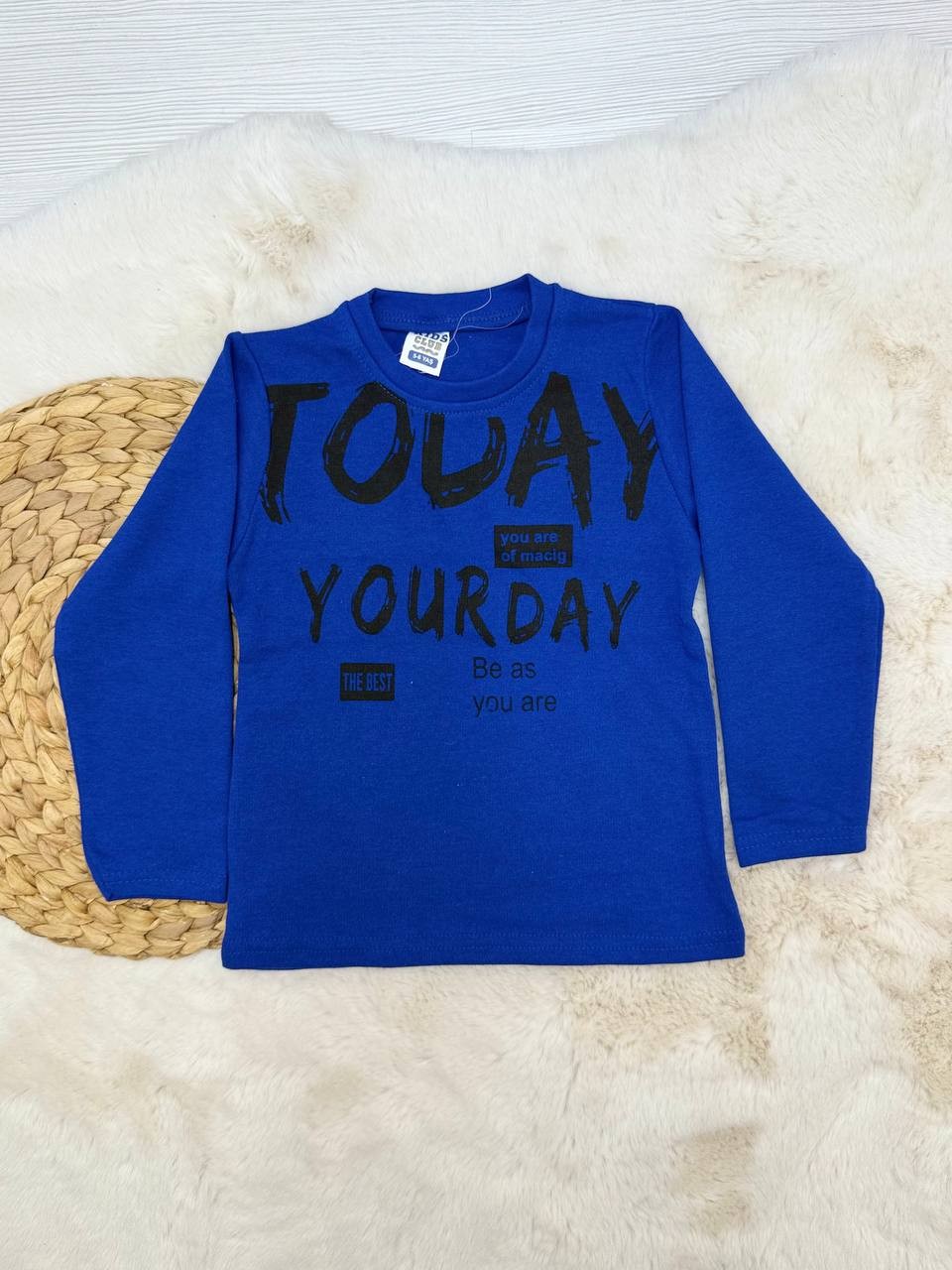 5-10 Yaş Today Yourday Baskılı Erkek Sweatshirt - SAX