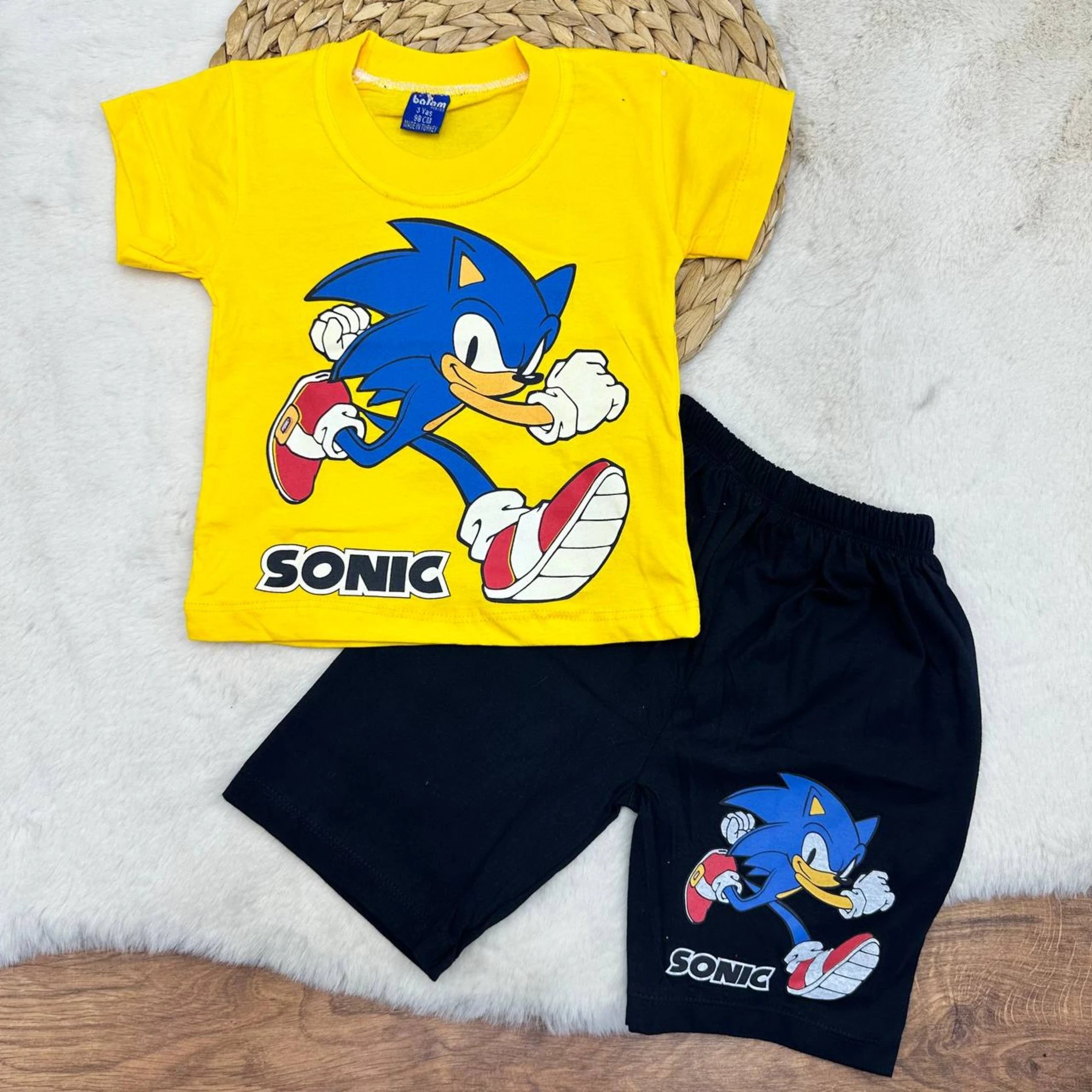 1-10 Yaş Sonic Desenli Takım Sarı