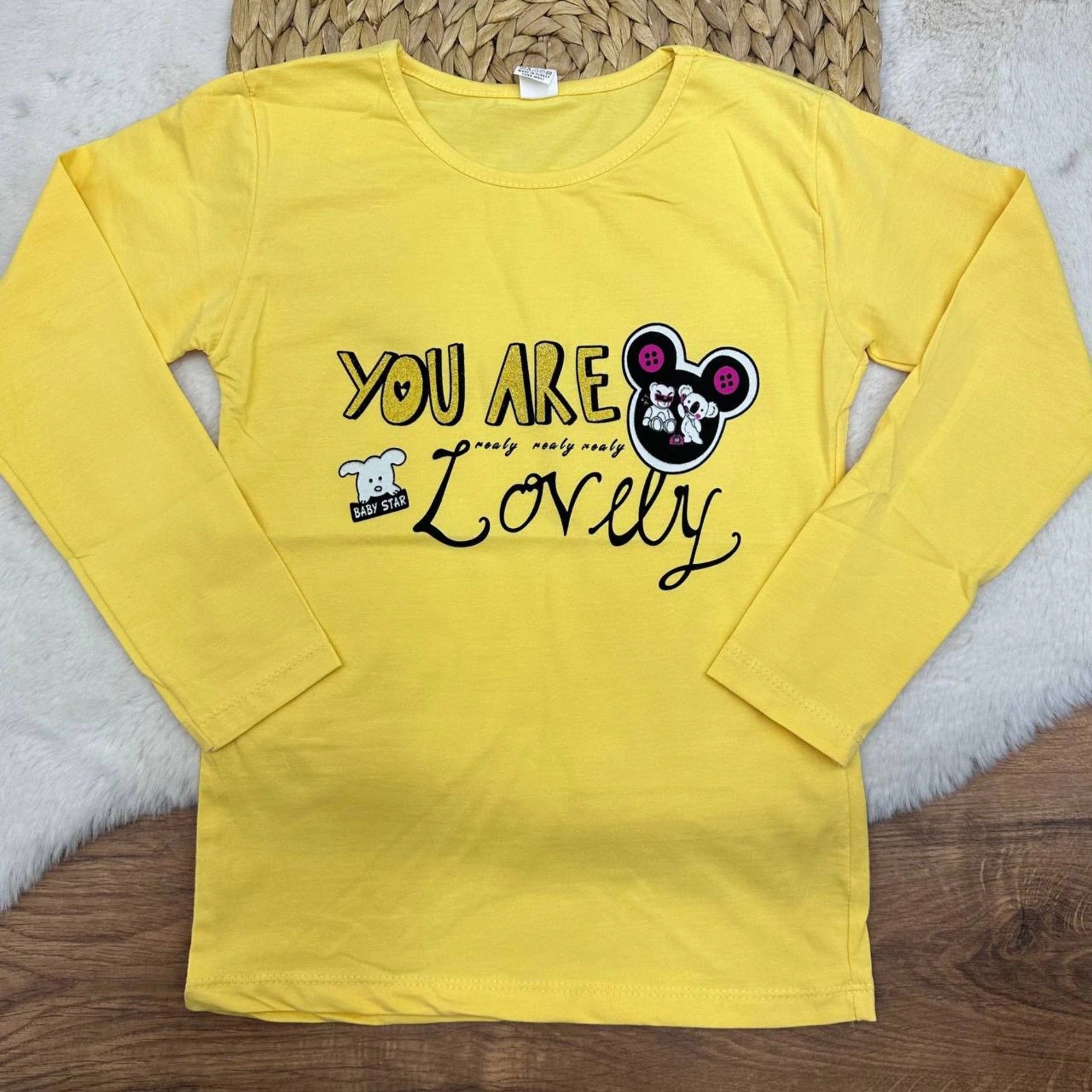 10-15 Yaş You Are Desenli Kız Sweat Mevsimlik Sarı