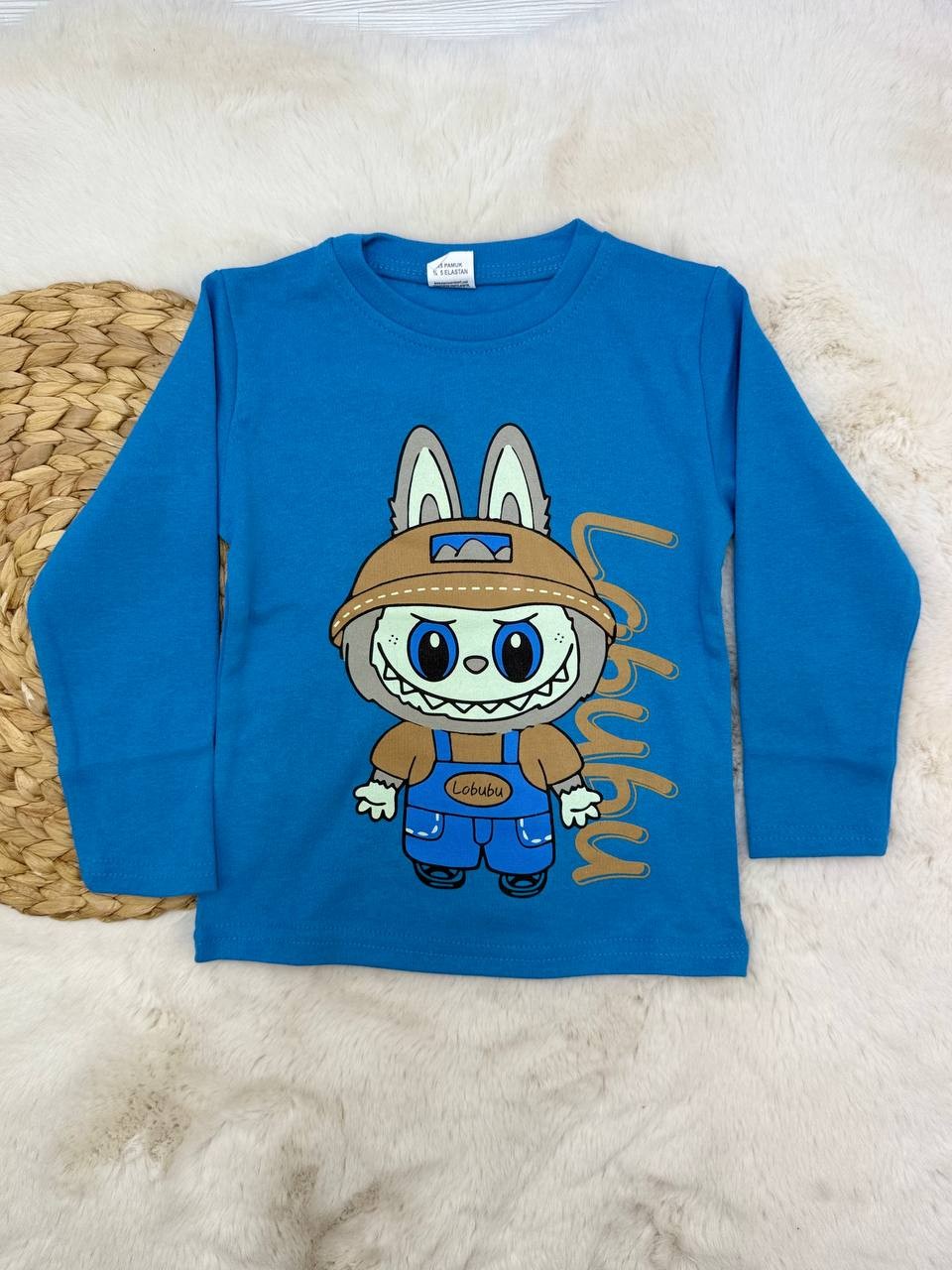 5-10 Yaş Labubu Baskılı Erkek Sweatshirt - MAVİ