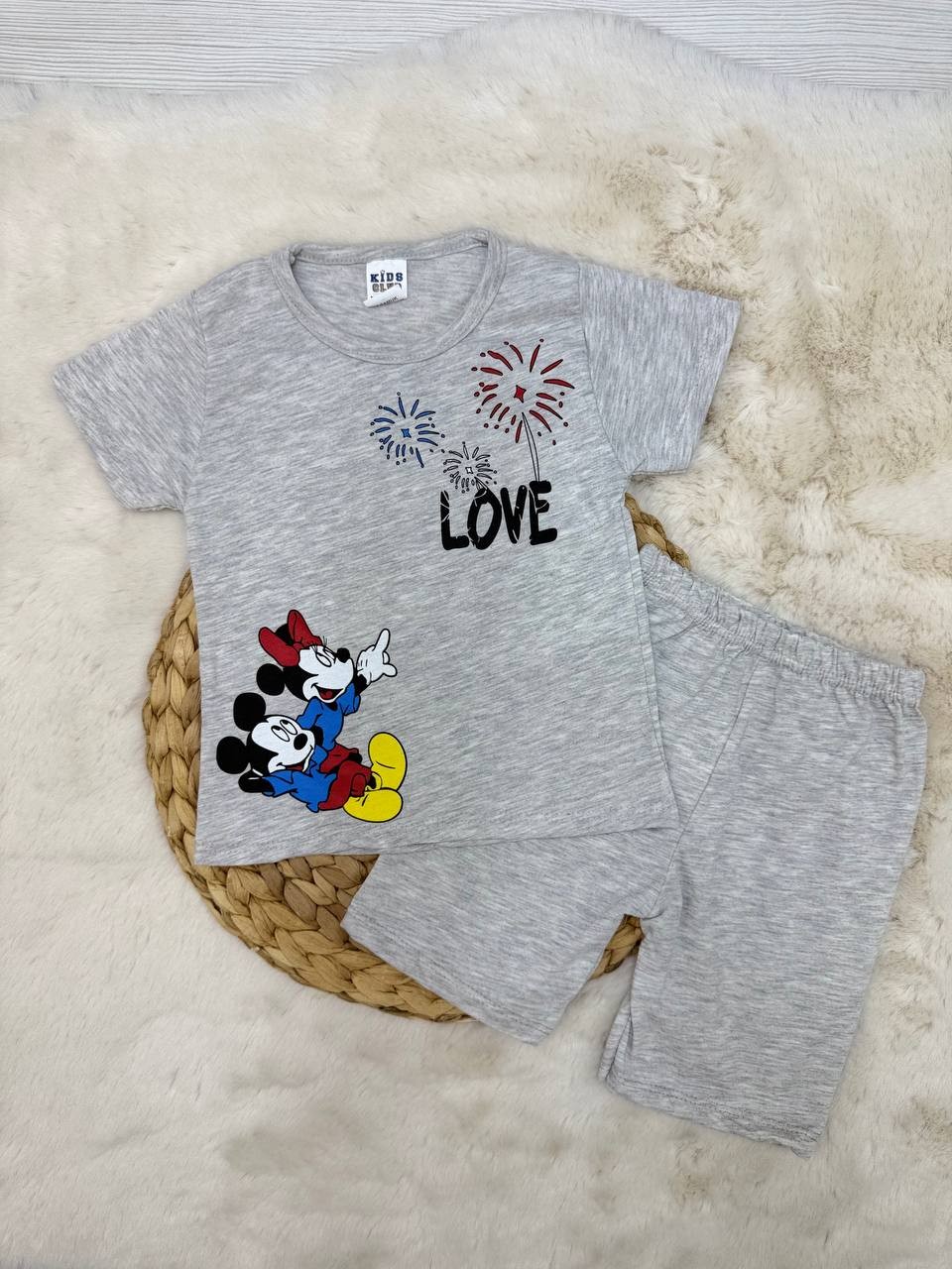 1-3 Yaş Love Minnie Baskılı Penye Takım - GRİ