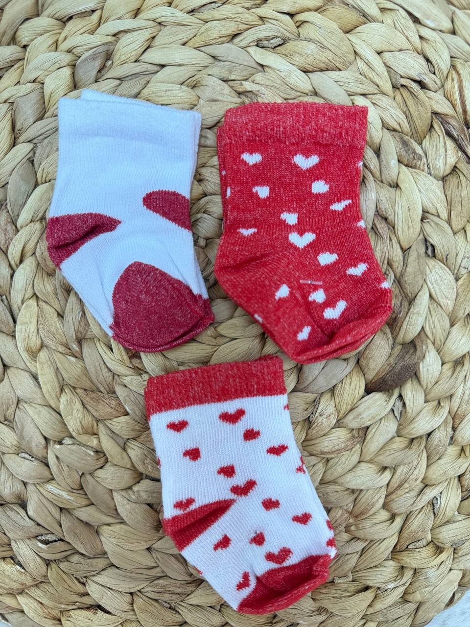 0-6 Ay Bebek 3'lü Çorap-NEW - KIRMIZI