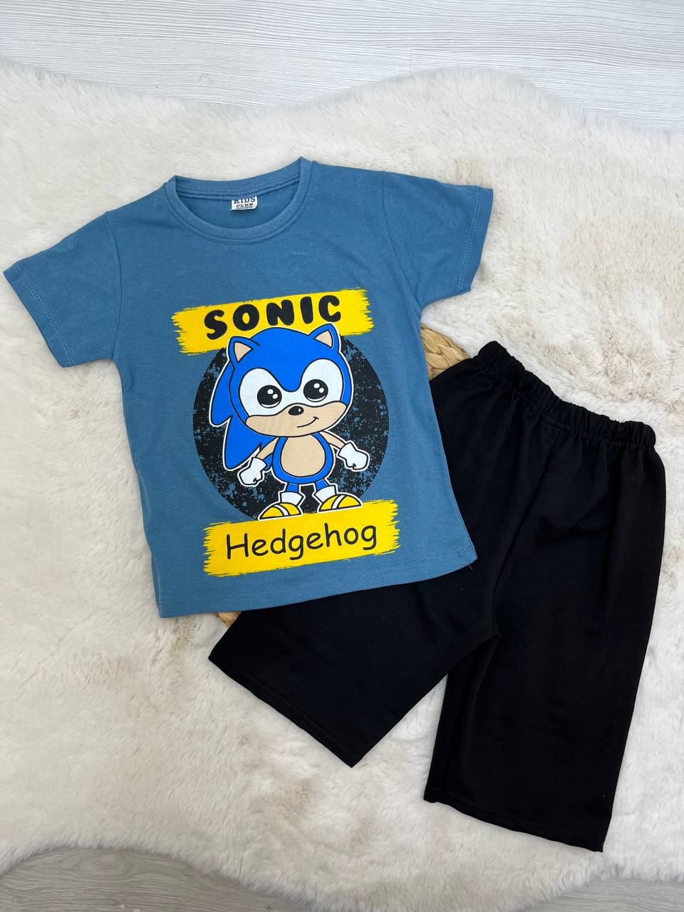 4-8 Yaş Sonic Desenli Penye Takım - PETROL