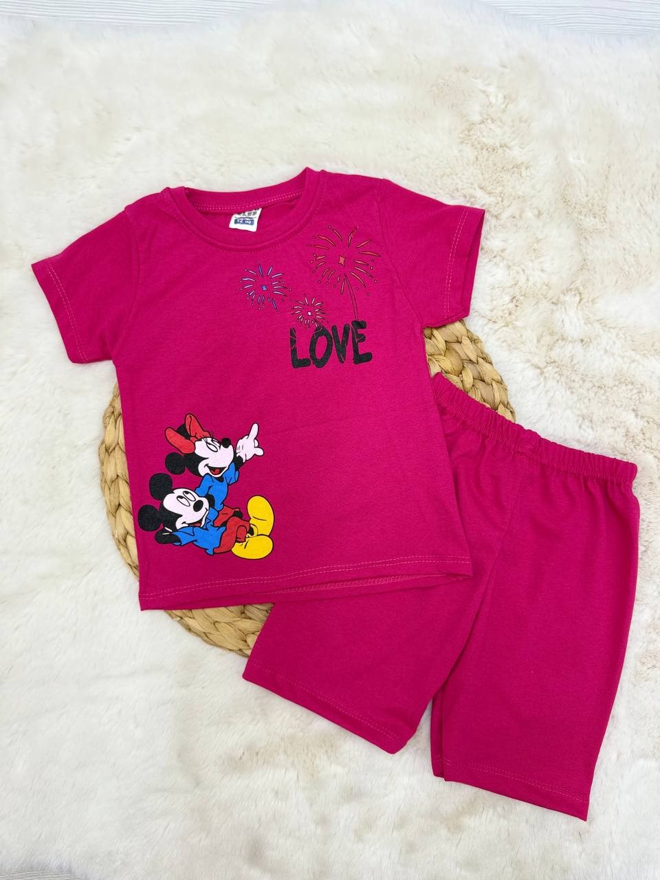 1-3 Yaş Love Minnie Baskılı Penye Takım - FUŞYA