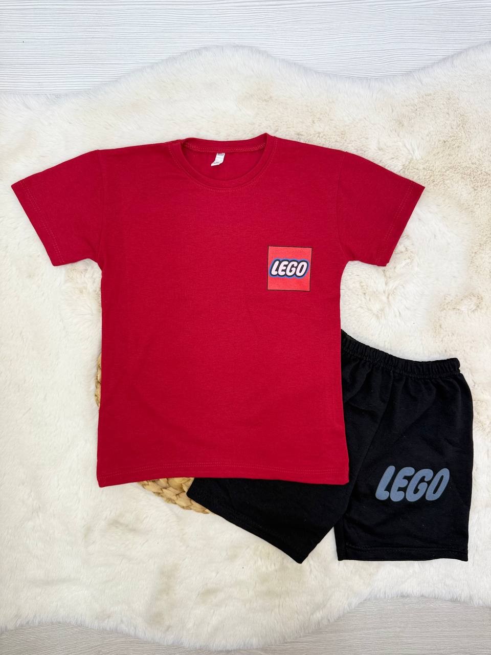 1-6 Yaş Lego Araba Baskılı Takım  - KIRMIZI