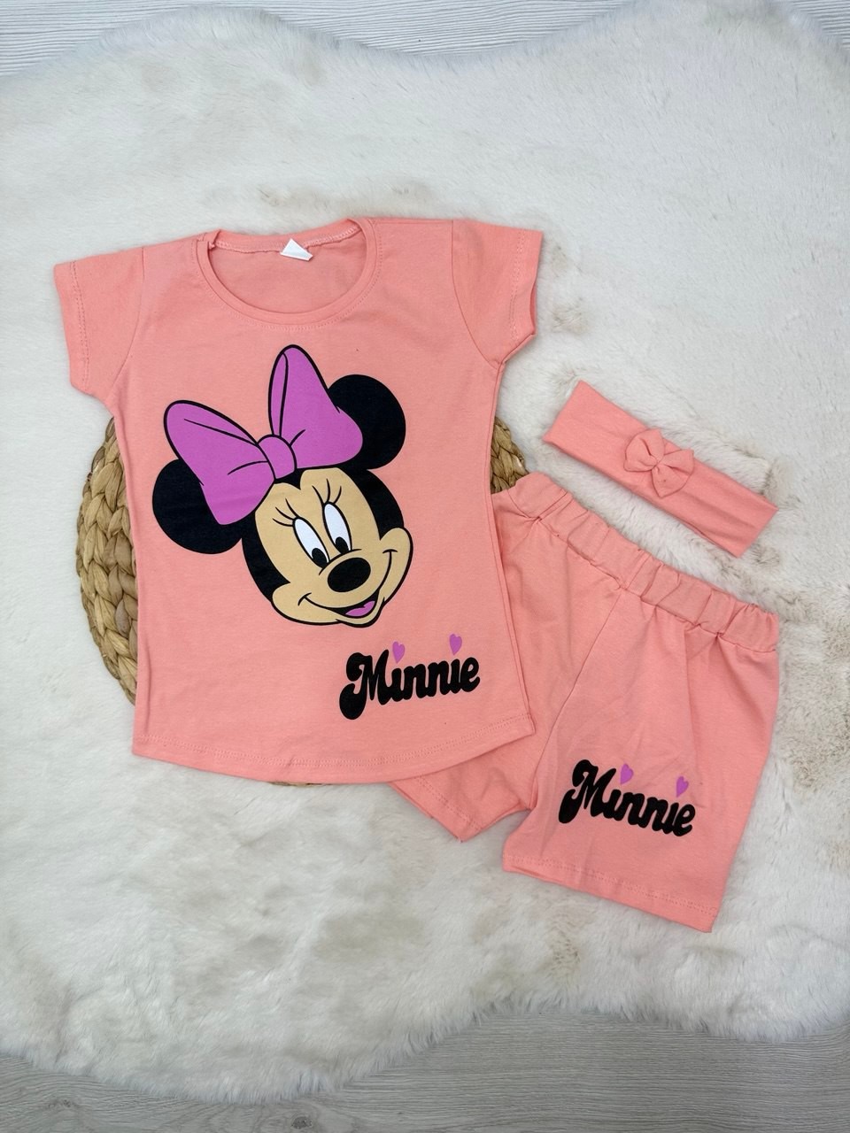 2-10 Yaş Minnie Baskılı Bandanalı Takım - SOMON
