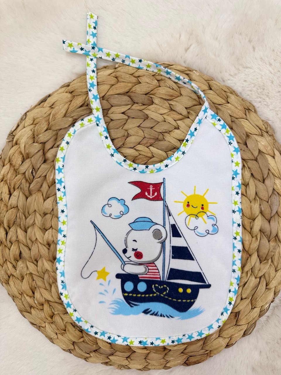 Gemi Ayı Baskılı Su Geçirmez Havlu Önlük - MİNT