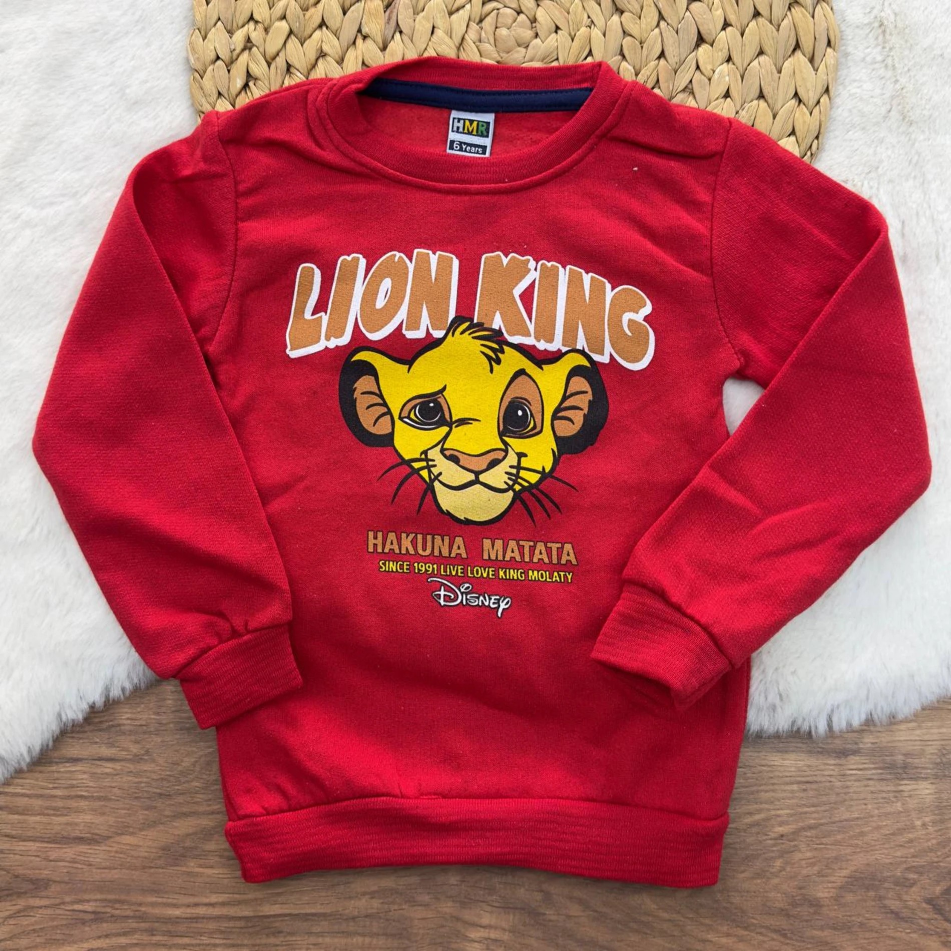 6 Ay-5 Yaş Lion King 2 İp Şardonlu Sweatshırt Kırmızı