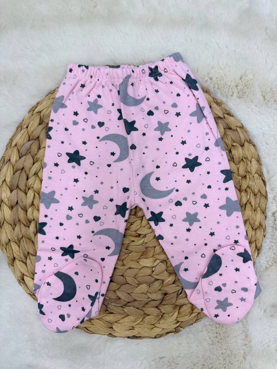3-9 Ay Yıldız Desenli Patikli Alt - PEMBE