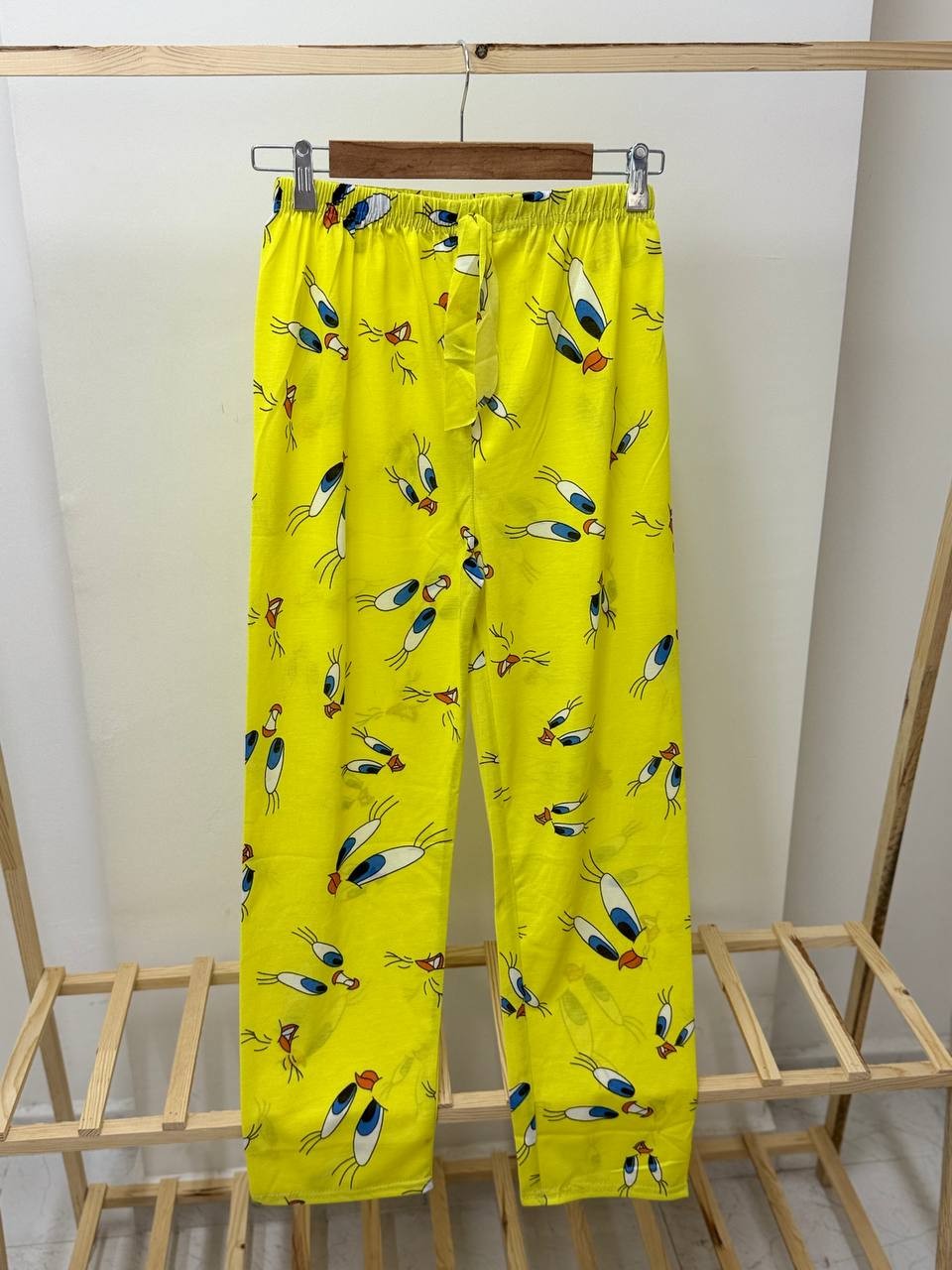 M-6XL Desenli Bayan Pijama - SARI