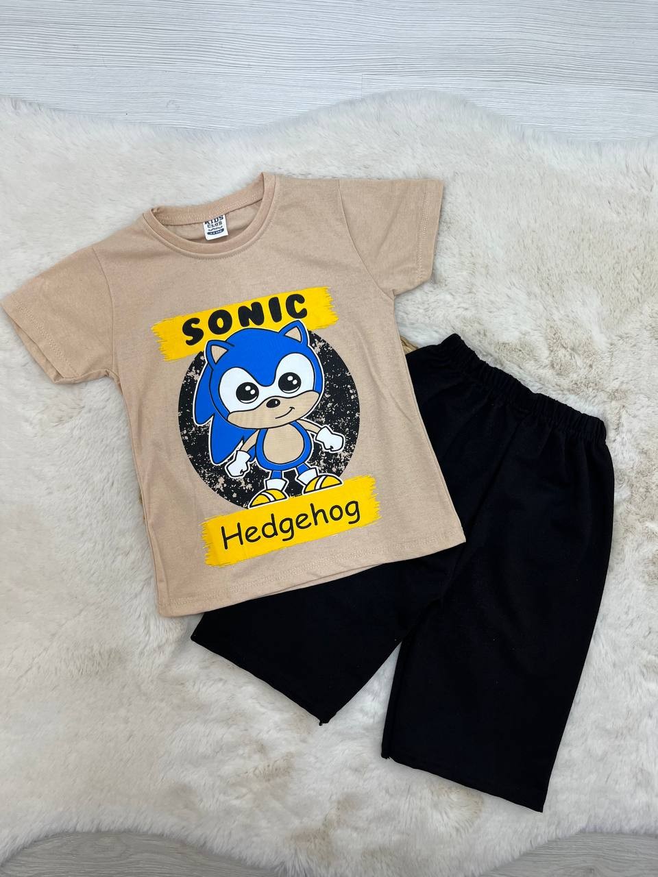 4-8 Yaş Sonic Desenli Penye Takım - BEJ