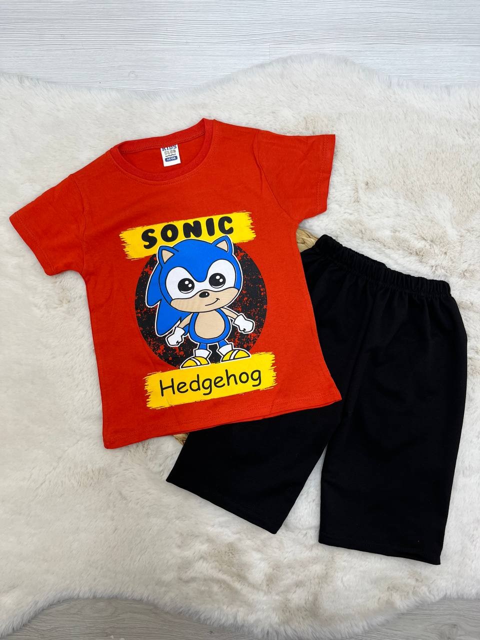 4-8 Yaş Sonic Desenli Penye Takım - TURUNCU