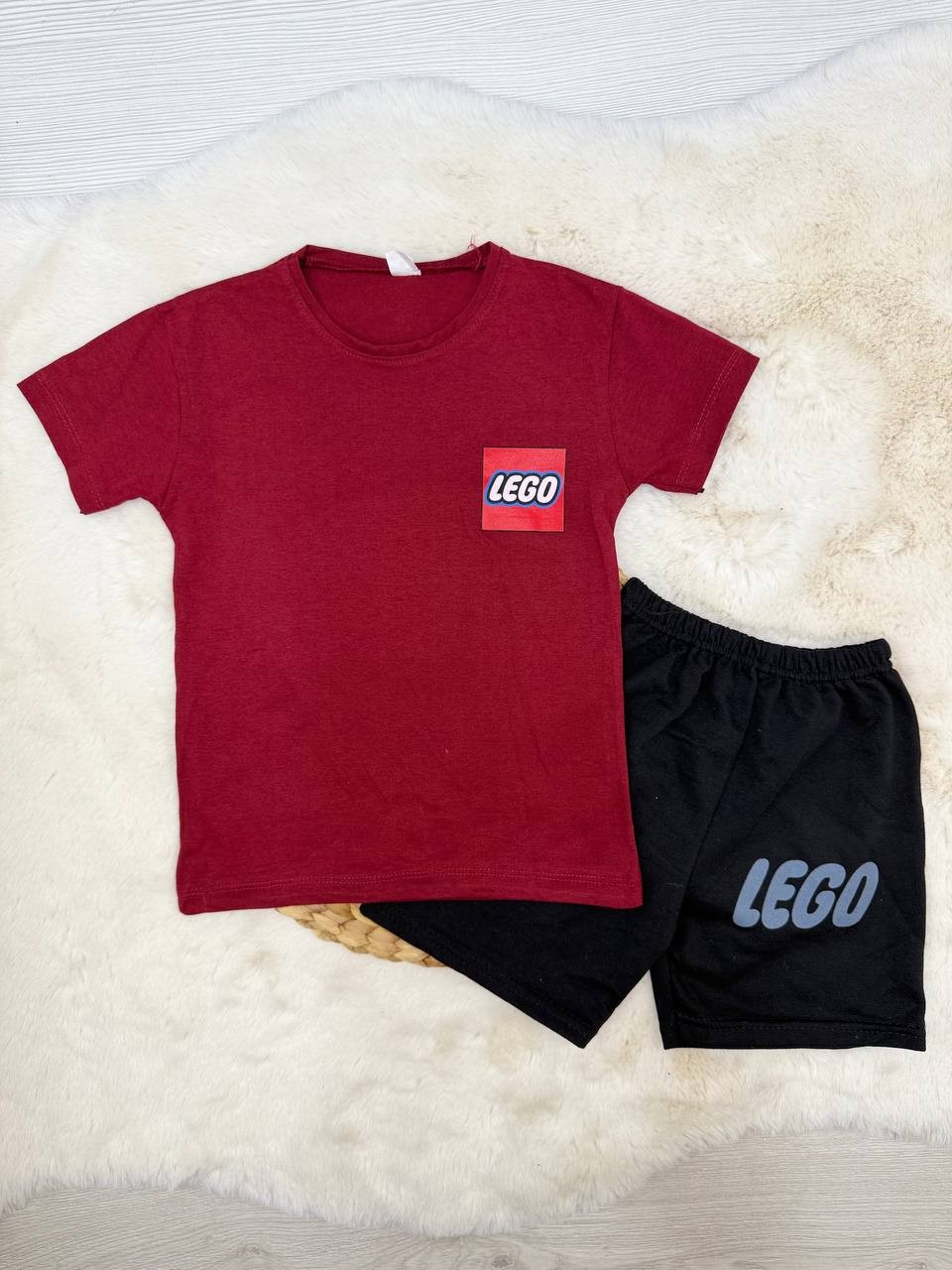 1-6 Yaş Lego Araba Baskılı Takım  - BORDO