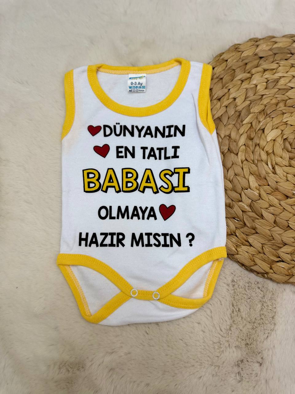 0-4 Yaş Dünyanın En Tatlı Babası Çıtçıtlı Body - SARI