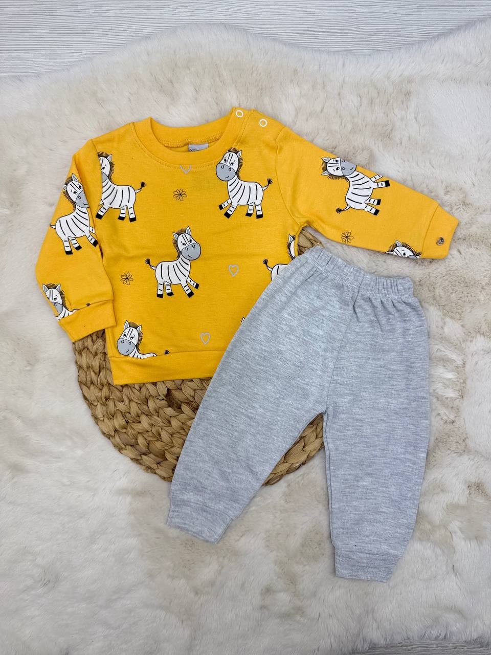 6-12 Ay Zebra Desenli Mevsimlik Takım - SARI